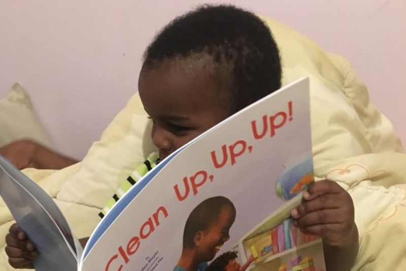 boy reading book